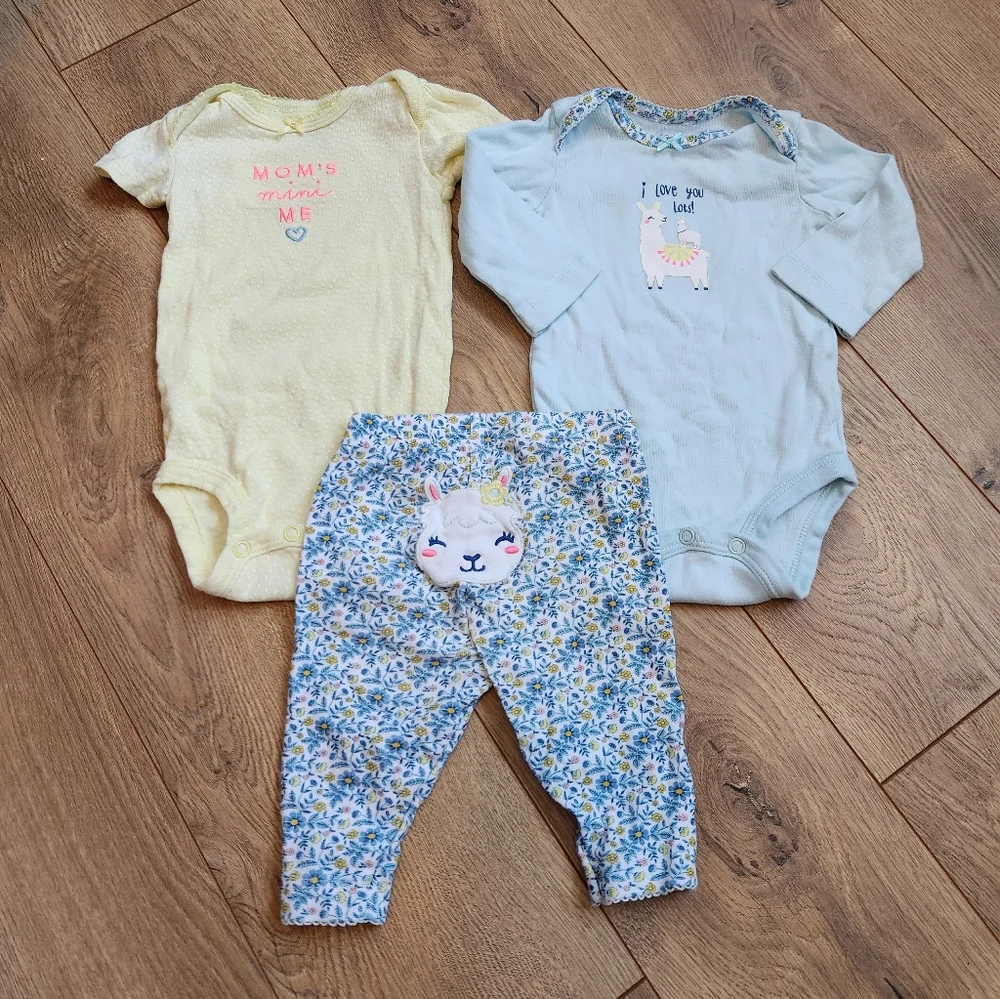 Baby Onesie and Pants Set with Llama Design